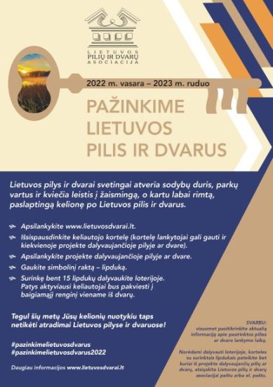 ATRASTI LIETUVOS PILIS IR DVARUS KVIEČIA NAUJAS KELIONIŲ PROJEKTAS