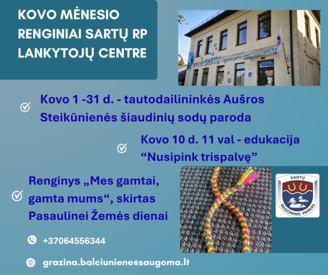 KOVO MĖNESIO RENGINIAI SARTŲ RP LANKYTOJŲ CENTRE